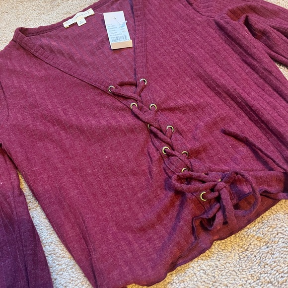 NEVER USED-  PACSUN maroon long sleeve shirt- Medium - Picture 3 of 5